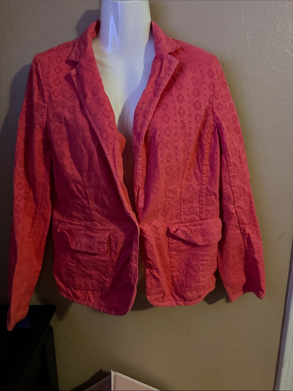 Women’s Eyelet Blazer Jacket - Coral Pink Lightweight and comfortable size small